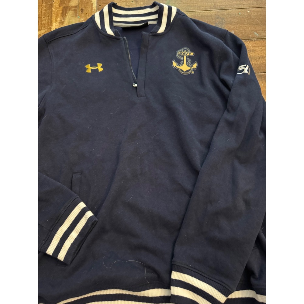 Under Armour Navy Midshipmen Quarter Zip Pullover Navy Blue Gold Mens Large